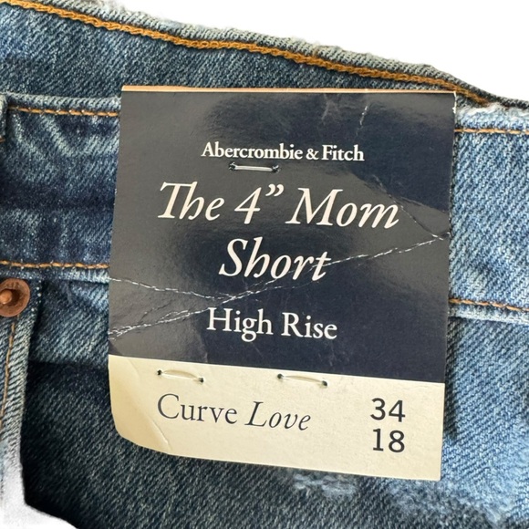 Abercrombie & Fitch - NWT The High Rise 4” Mom Curve Love Jean Shorts Sz 18 - Picture 8 of 9
